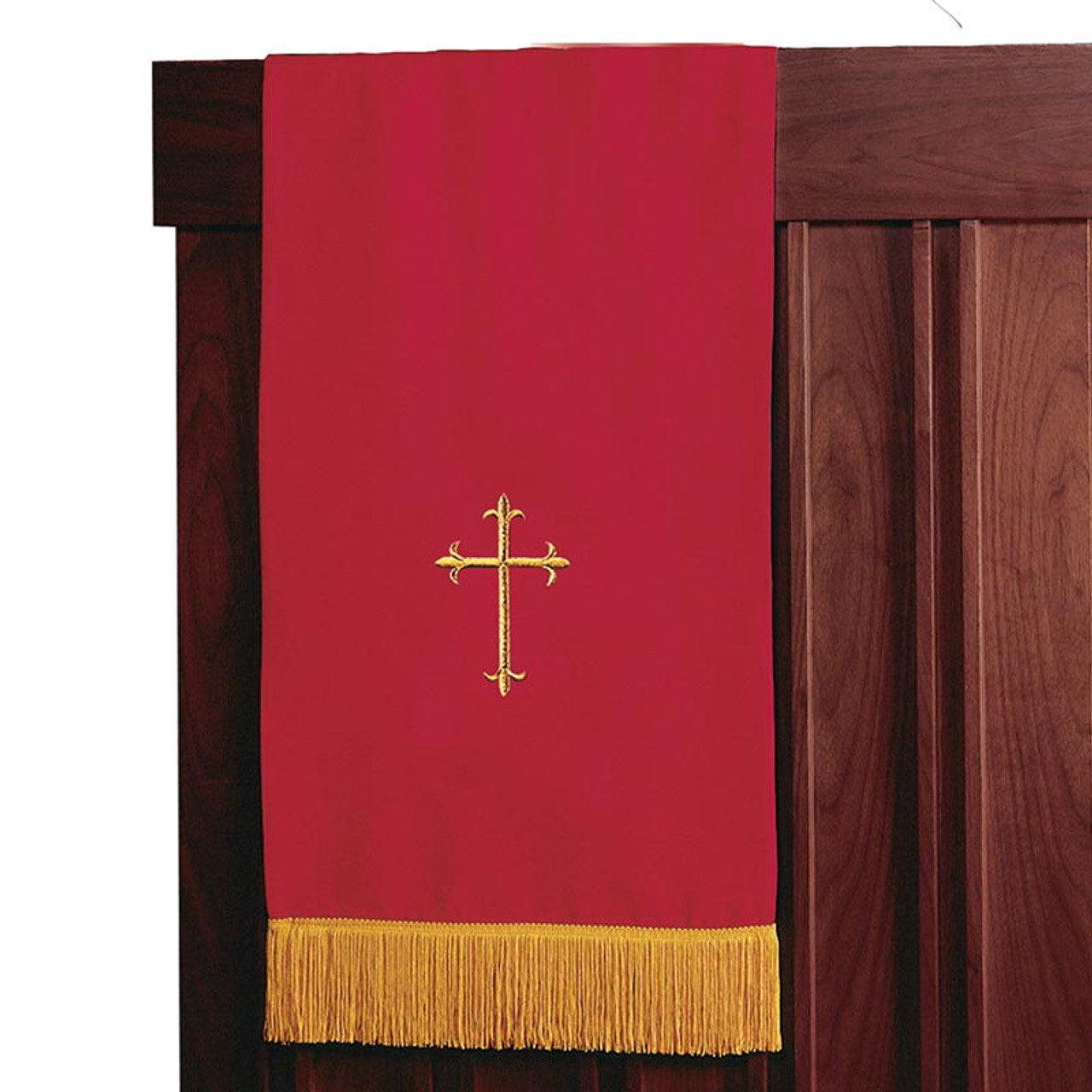 Reversible Fleur-de-Lis Cross Pulpit Scarf - Red/White