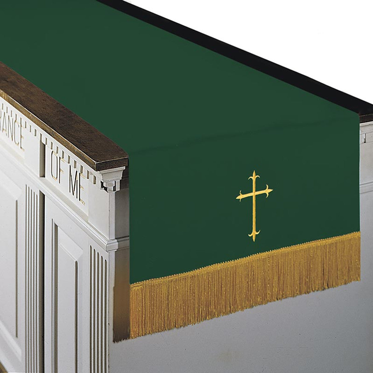 Reversible Fleur-de-Lis Cross Communion Table Runner - Hunter Green/Purple