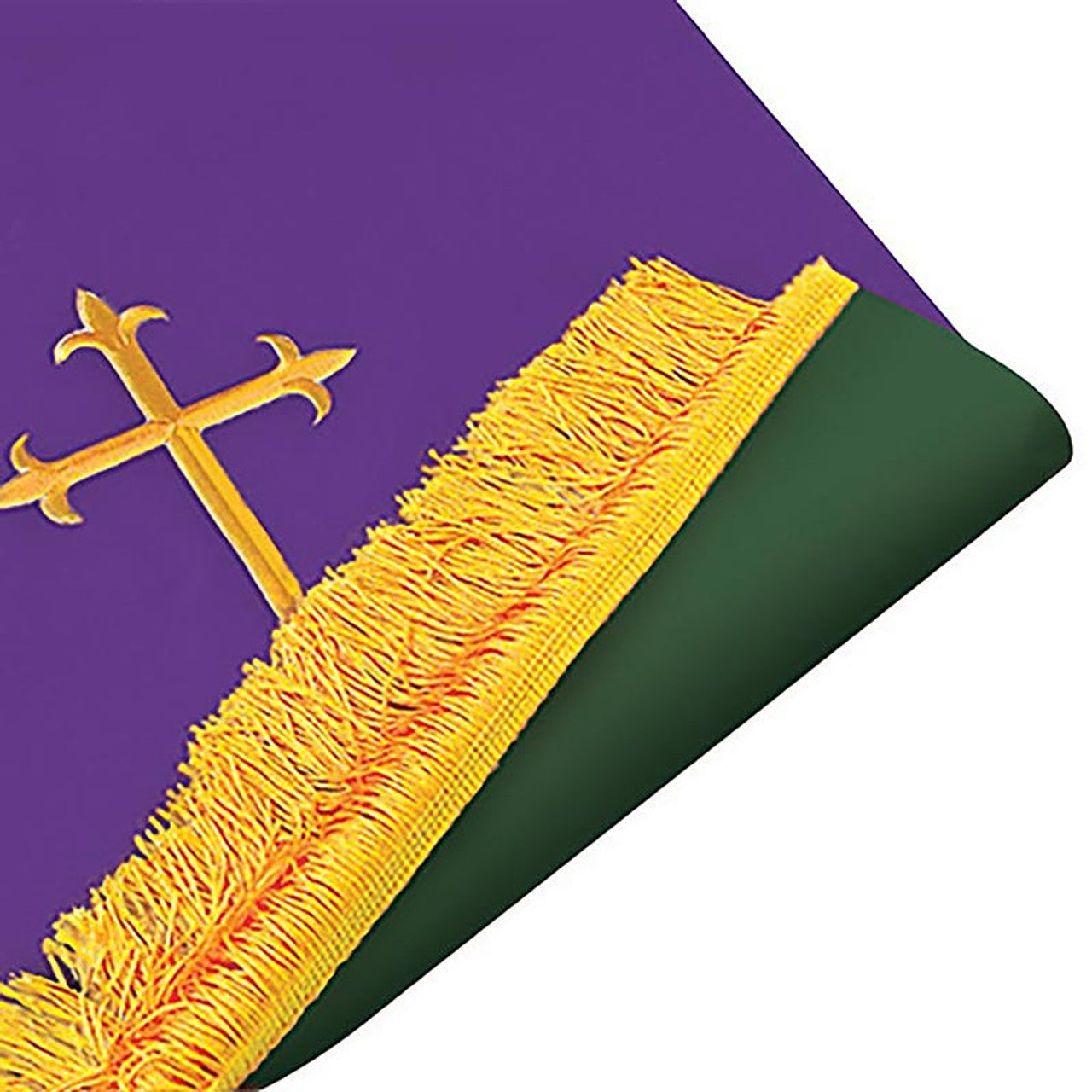 Reversible Fleur-de-Lis Cross Communion Table Runner - Hunter Green/Purple