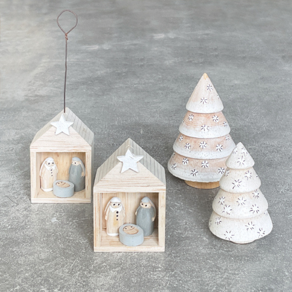 Tiny Nativity Set In Stable