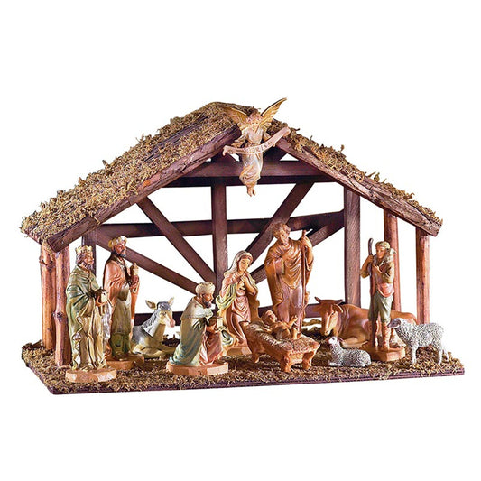 12 Piece Nativity Set with Wood Stable