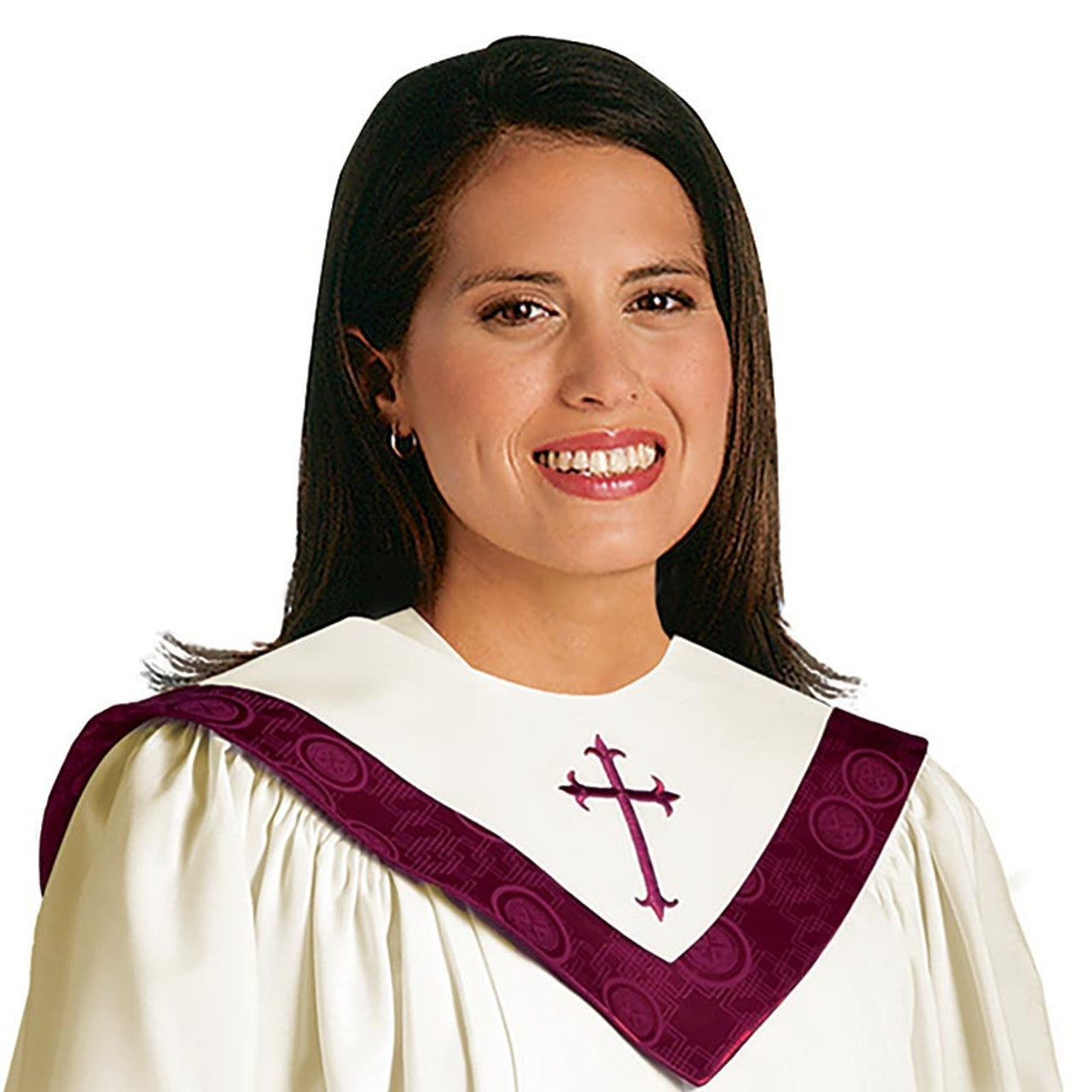 Canterbury Reversible Choir Stole - Linen with Maroon Accent