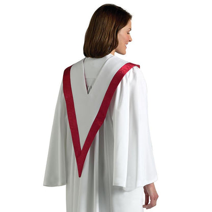 Canterbury Reversible Choir Stole - White with Vermillion Accent