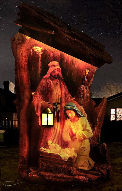 Silent Night Lighted Outdoor Nativity