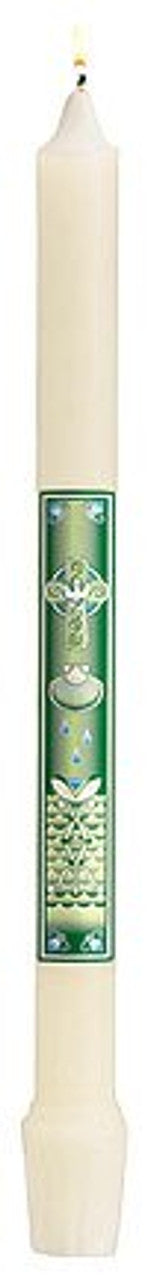 Dove with Shell Baptism Candle - Straight Side