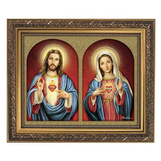 The Sacred Hearts Gold Tone Framed Print