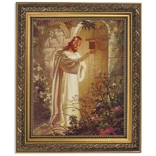 Christ at Heart's Door Gold Tone Framed Print