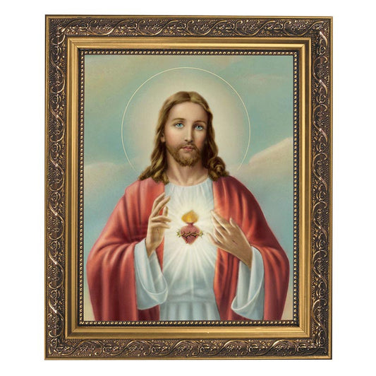 Sacred Heart of Jesus Gold Tone Framed Print (79-480)