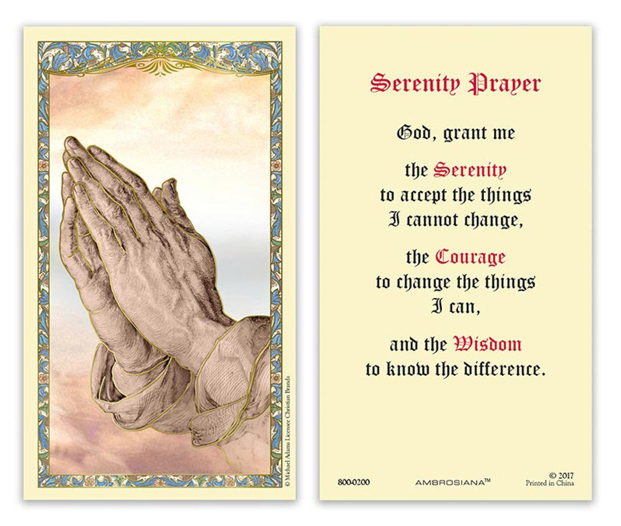 Praying Hands Laminated Holy Card - 25/pk