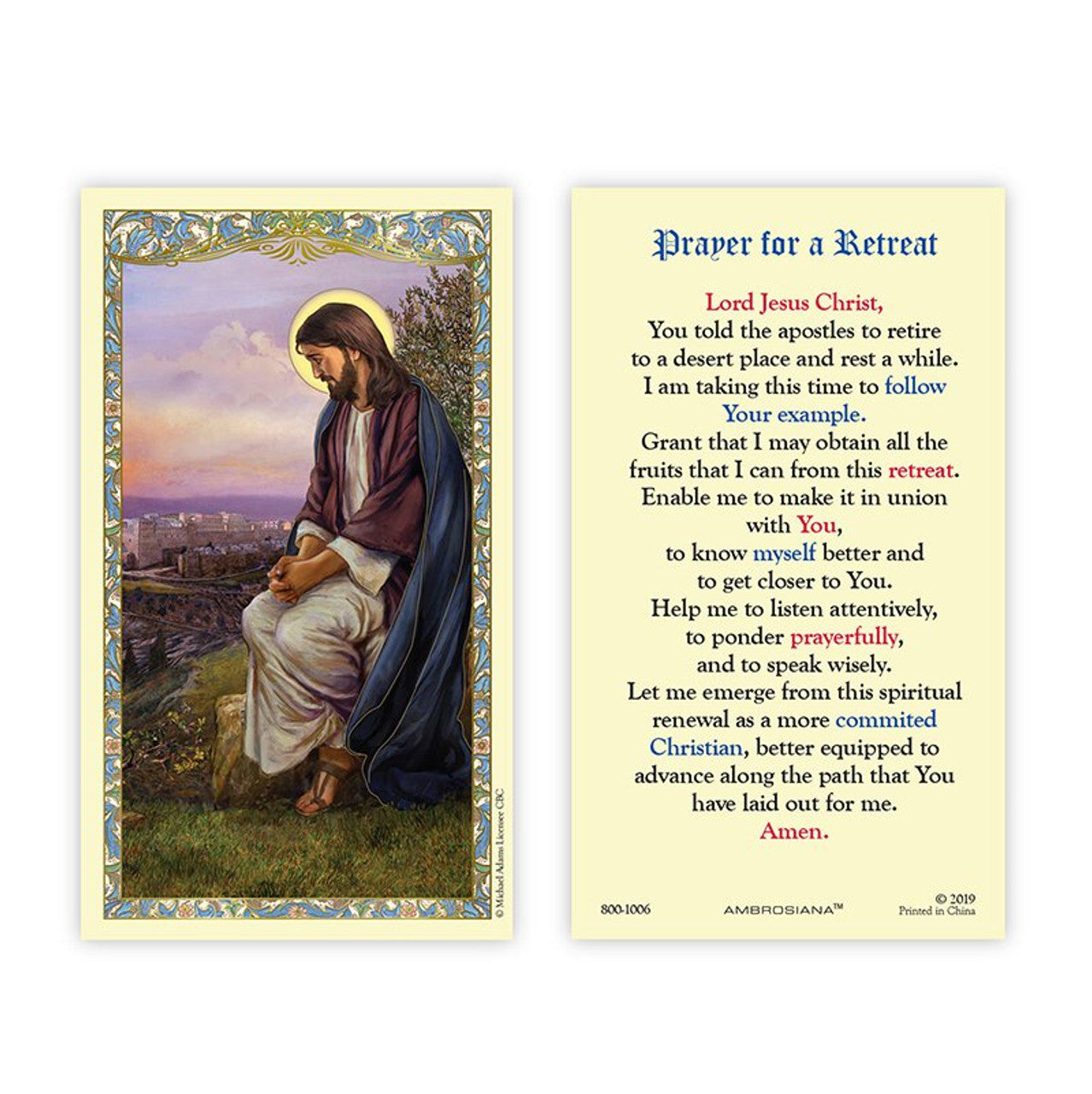 Christ Overlooking Jerusalem Laminated Holy Card - 25/pk (800-1006)