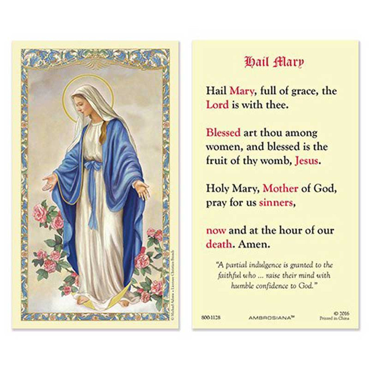 Our Lady of Grace Laminated Holy Card - 25/pk