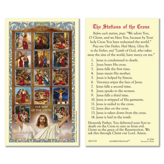 Stations of the Cross Laminated Holy Card - 25/pk