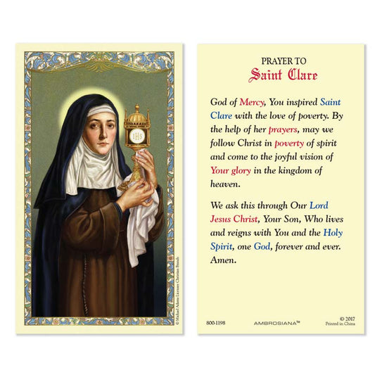 Saint Clare of Assisi Laminated Holy Card - 25/pk