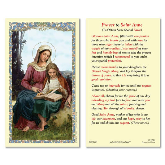 Saint Anne Laminated Holy Card - 25/pk