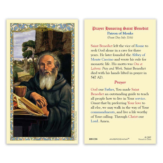 Saint Benedict Laminated Holy Card - 25/pk (800-1206)