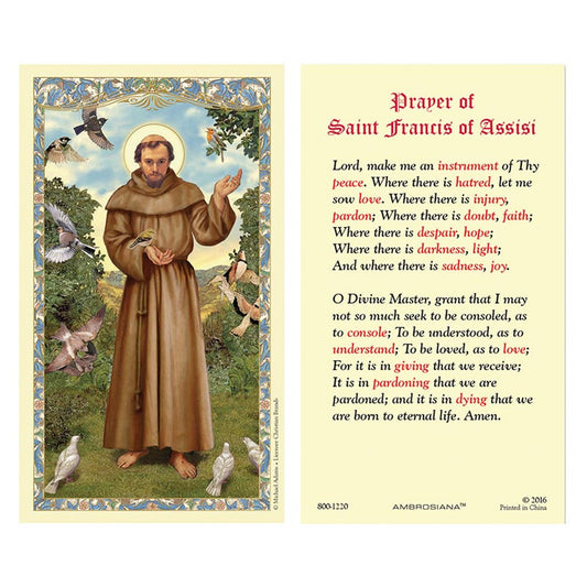 Saint Francis of Assisi Laminated Holy Card - 25/pk