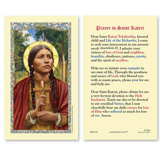 Saint Kateri Tekakwitha Prayer Laminated Holy Card - 25/pk