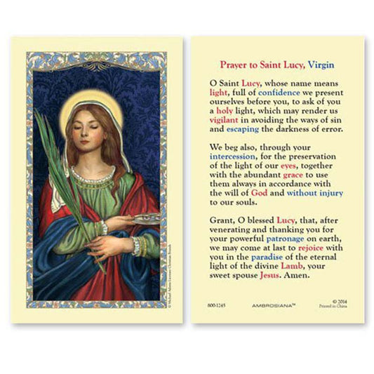 Saint Lucy Prayer Laminated Holy Card - 25/pk