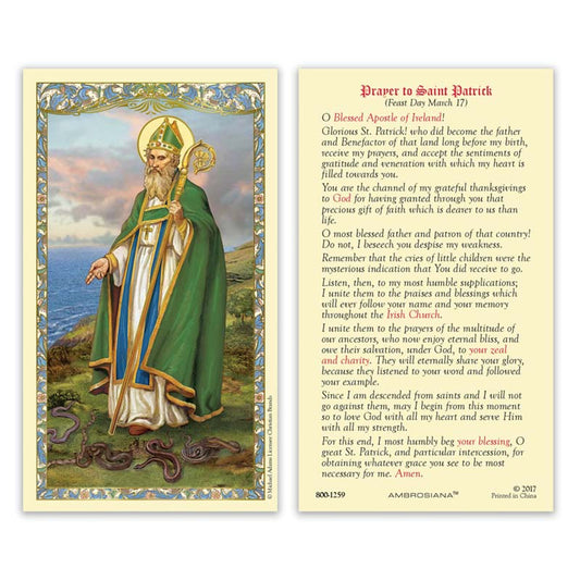 Saint Patrick Laminated Holy Card - 25/pk