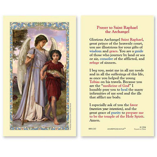 Saint Raphael Laminated Holy Card - 25/pk