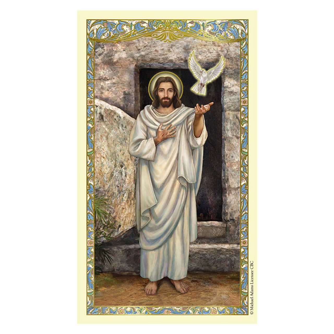 Christ With Dove Laminated Holy Card - 25/pk