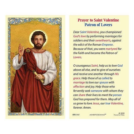 Saint Valentine Laminated Holy Card - 25/pk