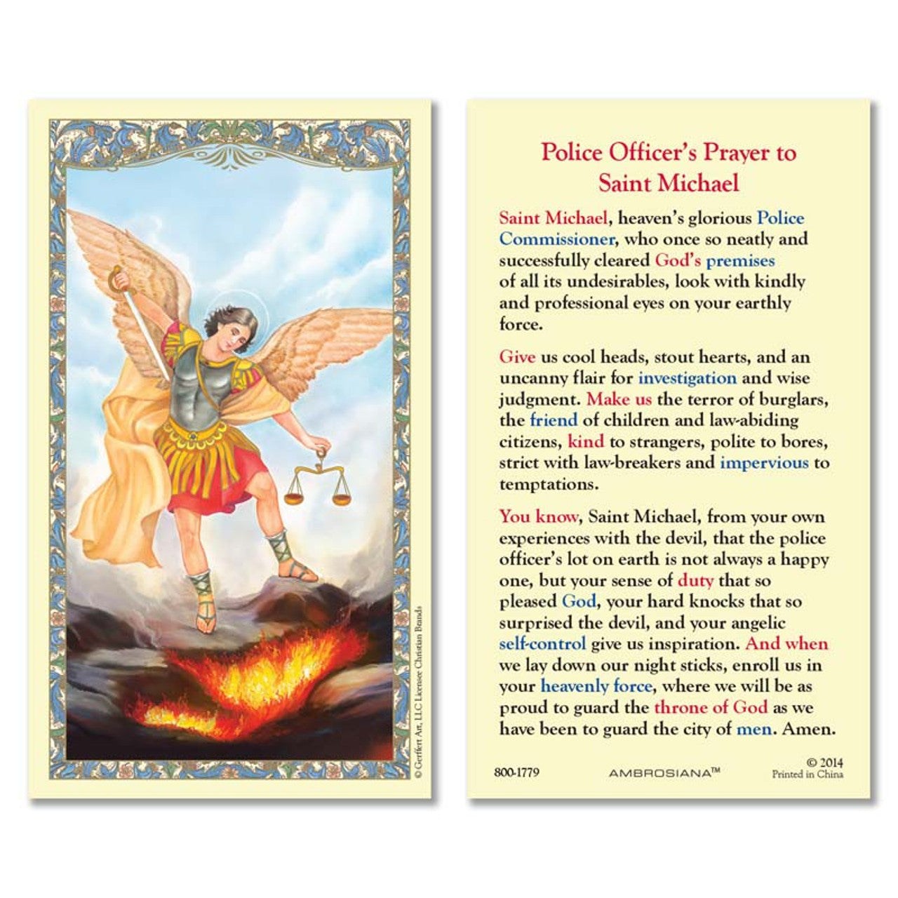 Saint Michael Laminated Holy Card - 25/pk (800-1779)