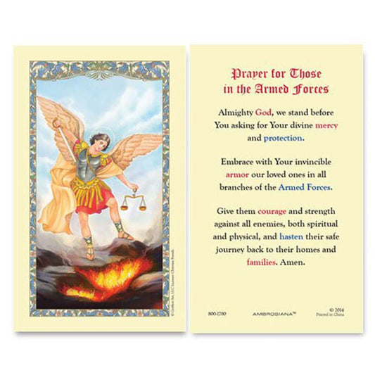 Saint Michael (Prayer for Those in the Service) Laminated Holy Card - 25/pk