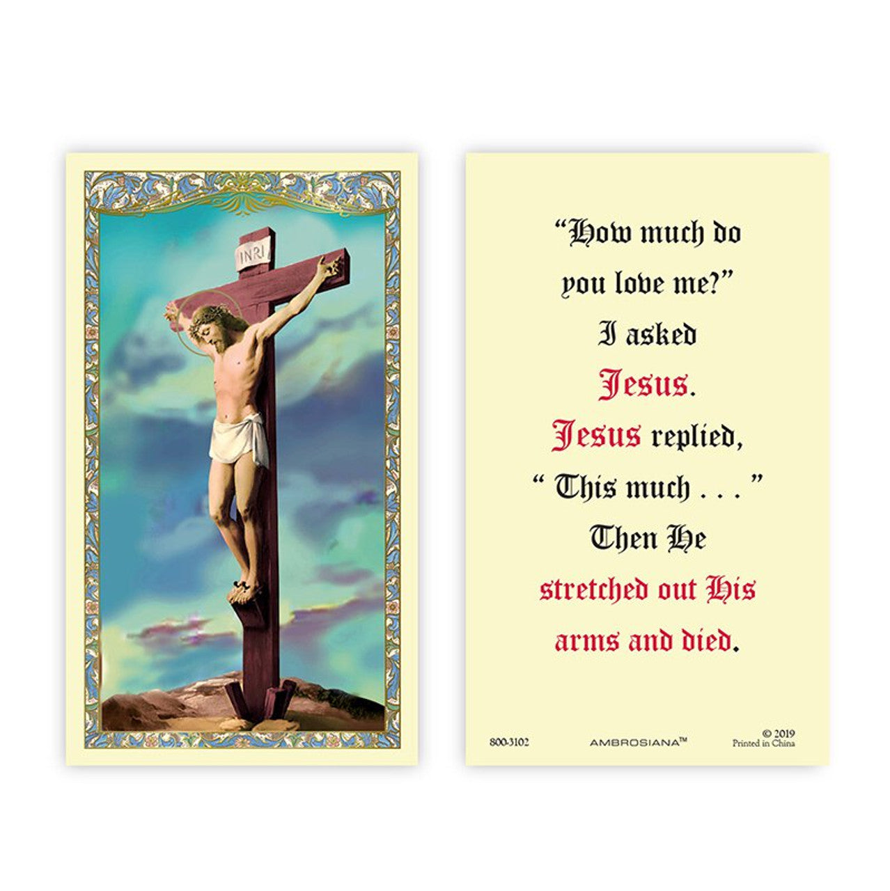 Crucifixion Laminated Holy Card - 25/pk