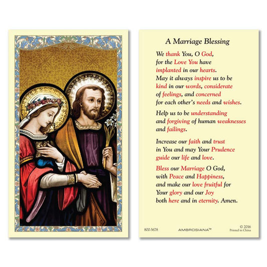 Wedding at Cana - Marriage Blessing Laminated Holy Card - 25/pk