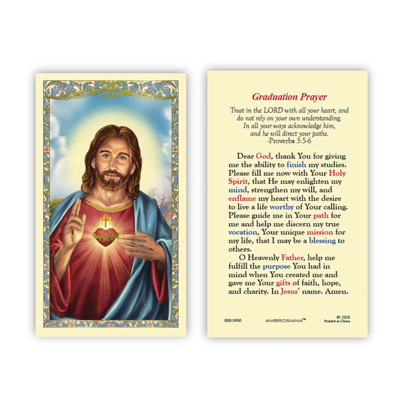 Sacred Heart Vocation Prayer Laminated Holy Card - 25/pk