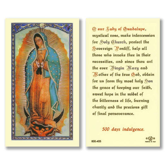 Prayer to Our Lady of Guadalupe Laminated Holy Card - 25/pk