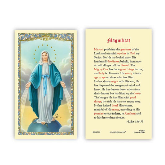 Our Lady of Grace Magnificat Laminated Holy Card - 25/pk