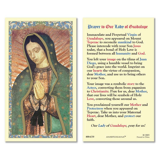 Our Lady of Guadalupe Laminated Holy Card - 25/pk