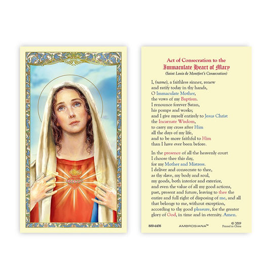 Immaculate Heart of Mary Laminated Holy Card - 25/pk