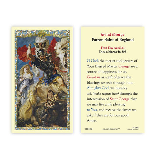 Saint George Laminated Holy Card - 25/pk