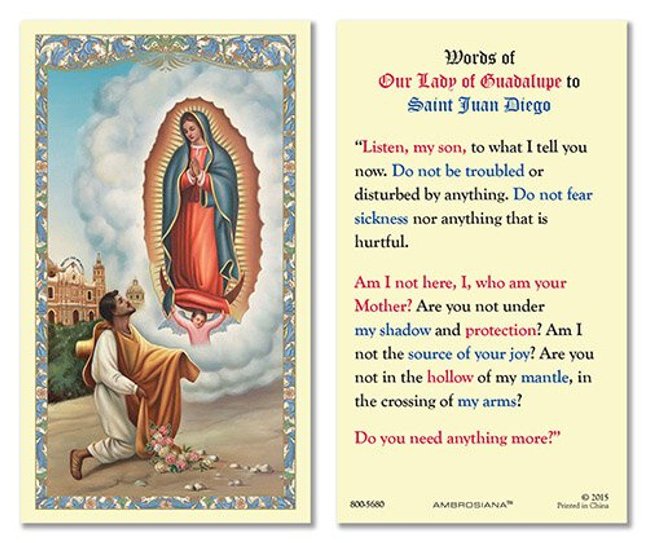 Saint Juan Diego Laminated Holy Card - 25/pk