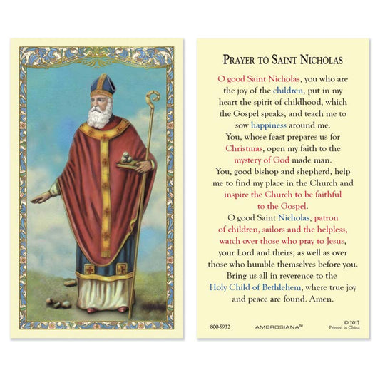 Saint Nicholas Laminated Holy Card - 25/pk (800-5932)