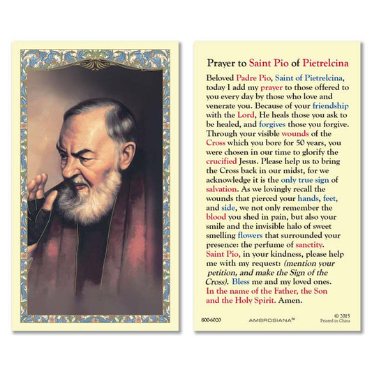 Saint Pio Laminated Holy Card - 25/pk