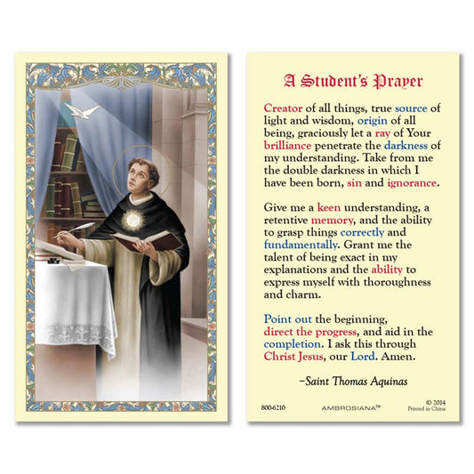 Saint Thomas Aquinas Laminated Holy Card - 25/pk