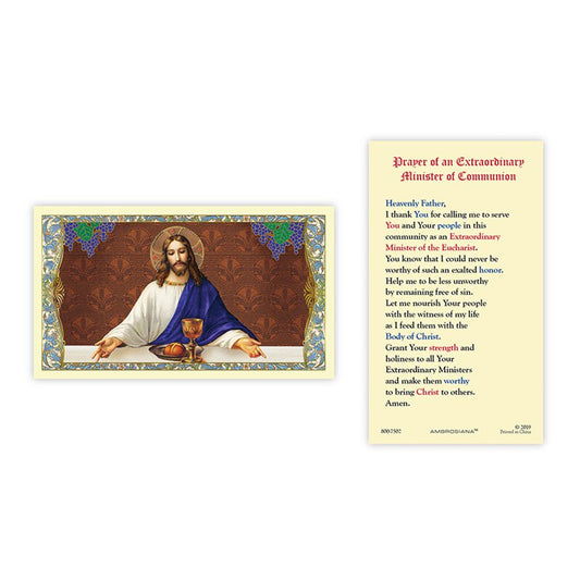 Christ Eucharist Laminated Holy Card - 25/pk