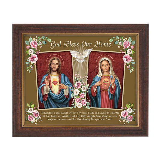 God Bless Our Home Wood Tone Framed Print