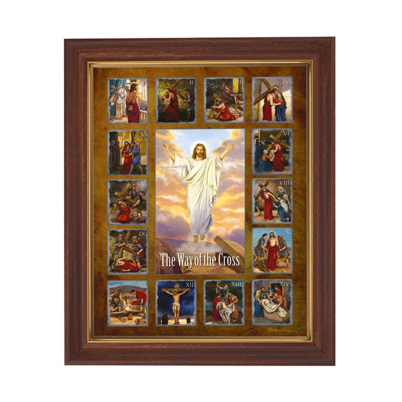 Adams Stations of the Cross Wood Tone Framed Print