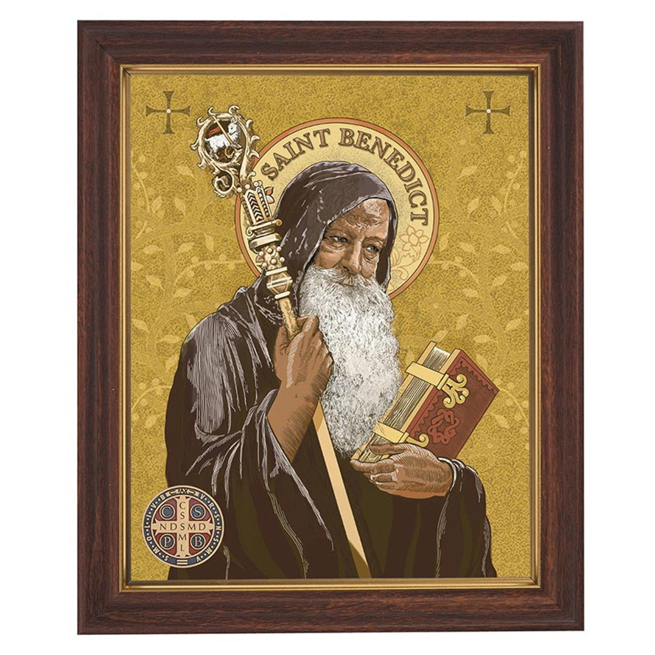 Saint Benedict Wood Tone Framed Print