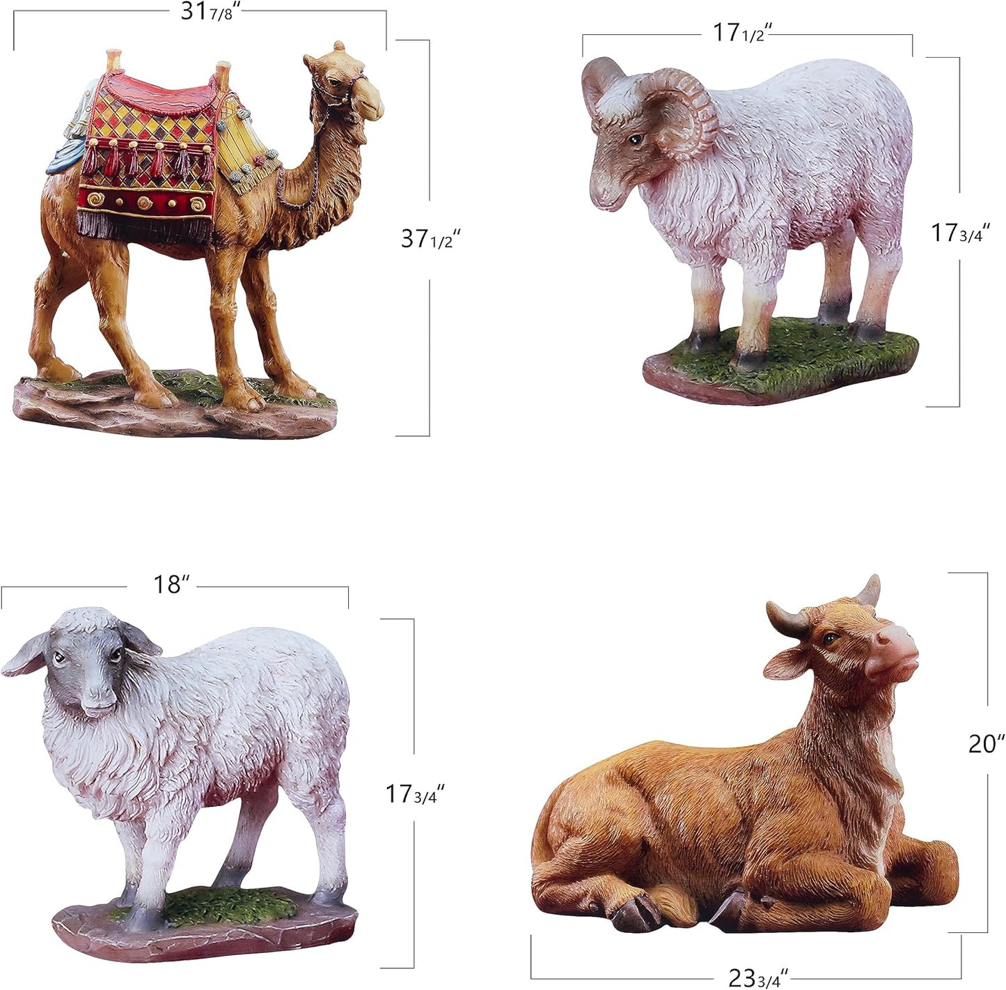 Standing Camel, Cow, Two Sheep