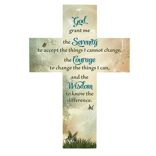 Gerffert Inspirational 12" H Wood Cross - Serenity Prayer