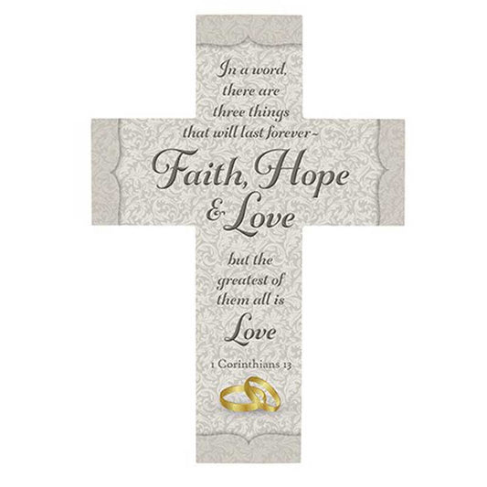 Gerffert Inspirational 12" H Wood Cross - Wedding/Anniversary