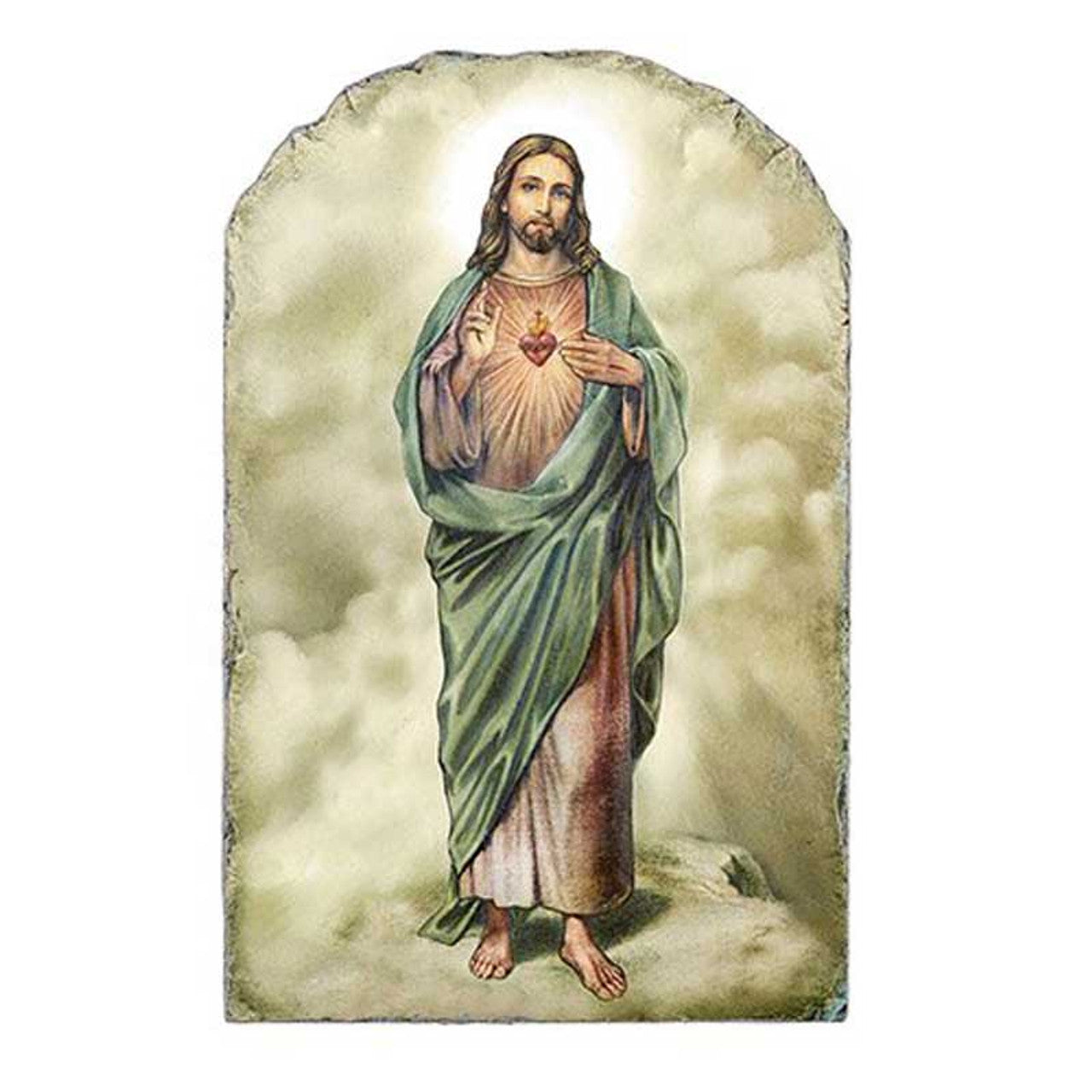 Arched Tile Plaque with Stand - Sacred Heart