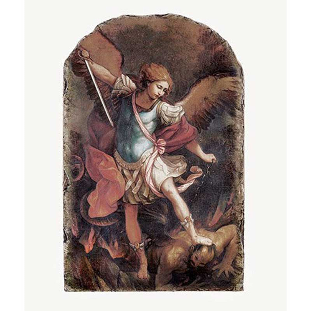 Arched Tile Plaque with Stand - Saint Michael (B2328)