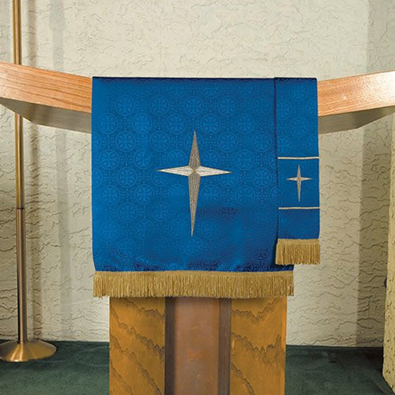 Maltese Jacquard Pulpit Scarf - Blue Bethlehem Star